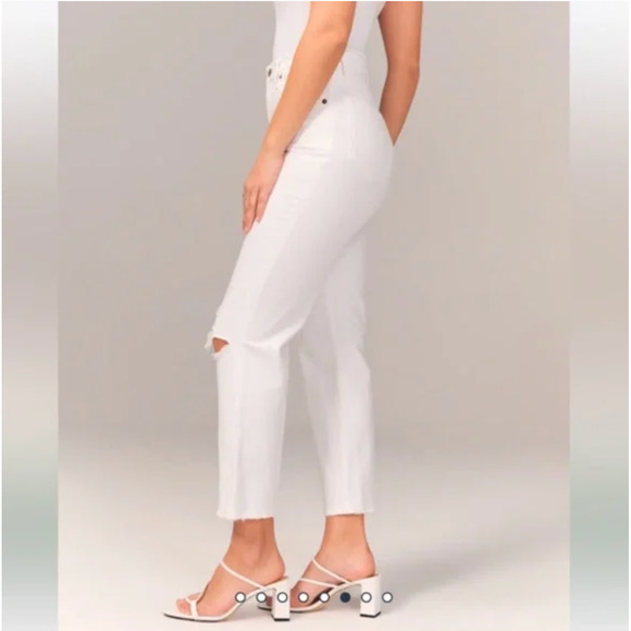 ABERCROMBIE & FITCH Ankle Straight Ultra High Rise Curve Love Jeans White {J52} - Picture 2 of 6